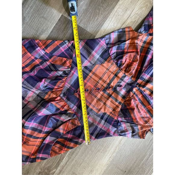 Ted Baker Chintz Finish Check Shirt Dress Side Pockets Size 2 - Picture 15 of 16